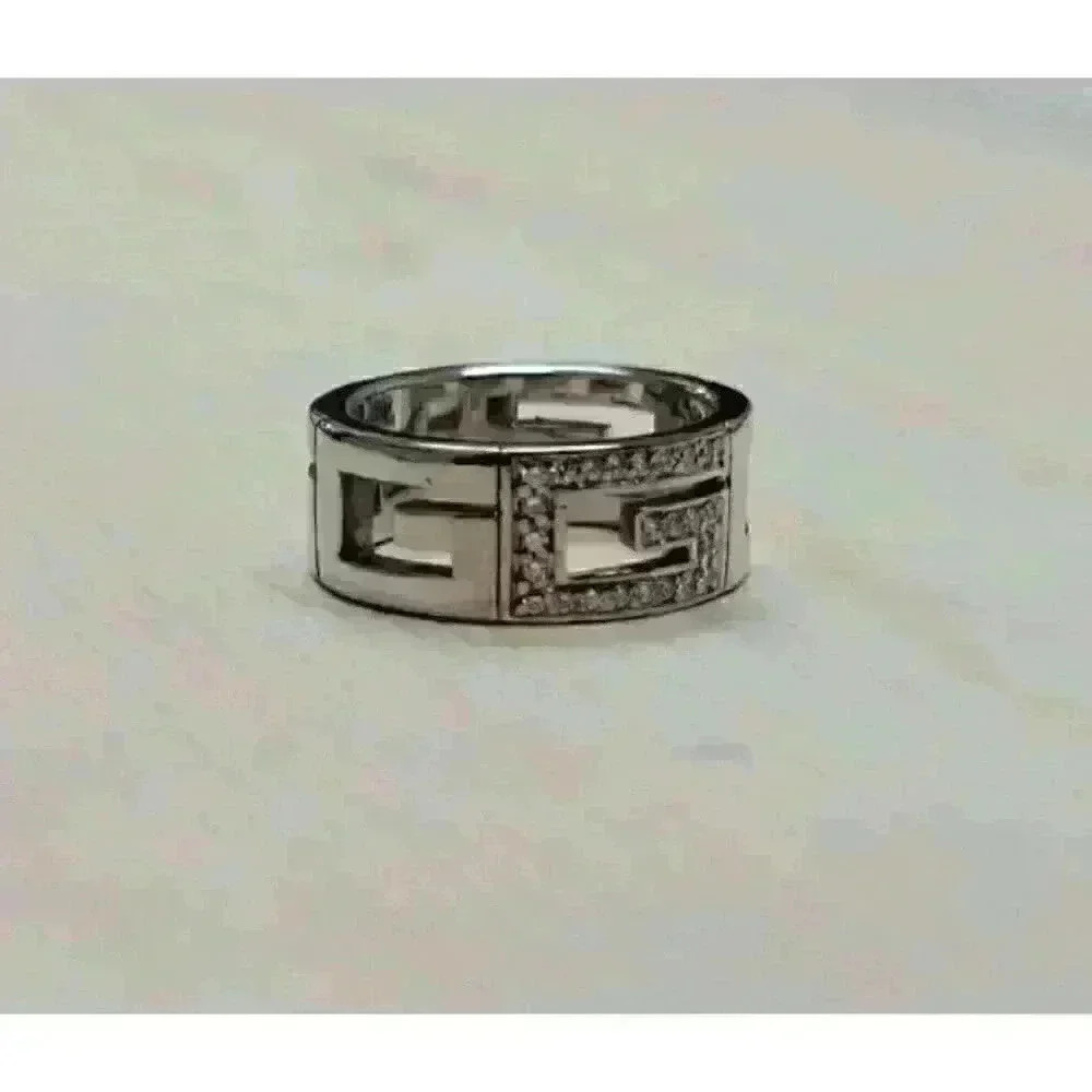 Gucci 18kt White Gold Logo "G" Ring with Diamonds Size 5.25 - Picture 4 of 11